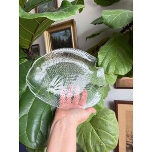Set of 6 Arcoroc Glass Fish Plates